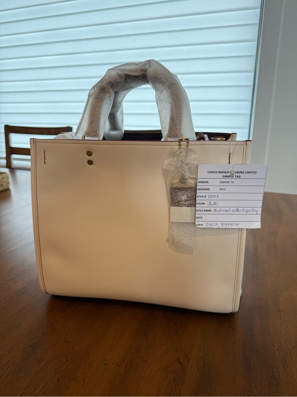 COACH MTO Rogue 31 Chalk Glovetanned Leather Tote